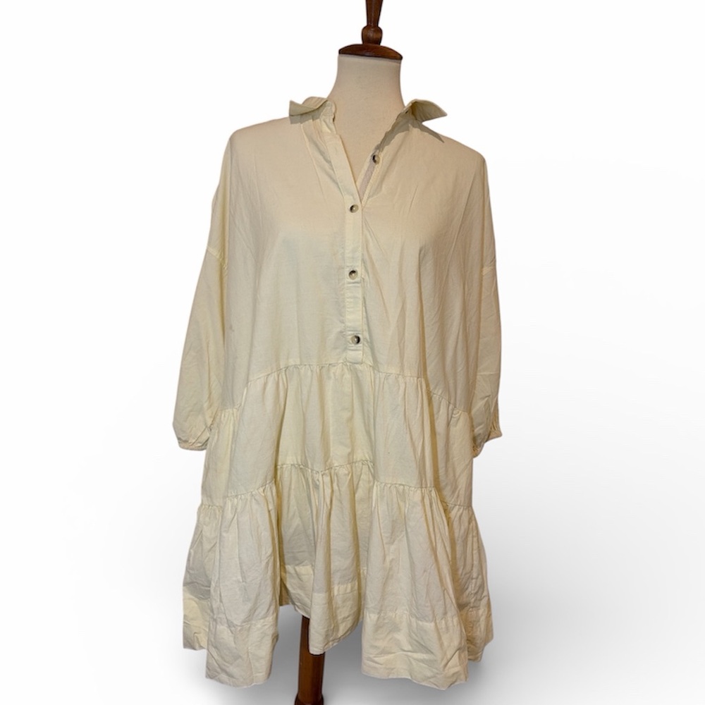 FREE PEOPLE Button-Up Flowy Yellow Dress Small